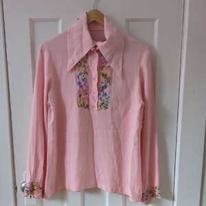 Vintage Pink Embroidered Blouse